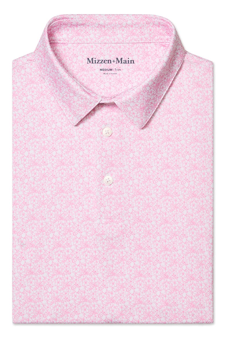 Versa Trim Fit Performance Golf Polo, Alternate, color, PINK AZALEAS OUTLINE