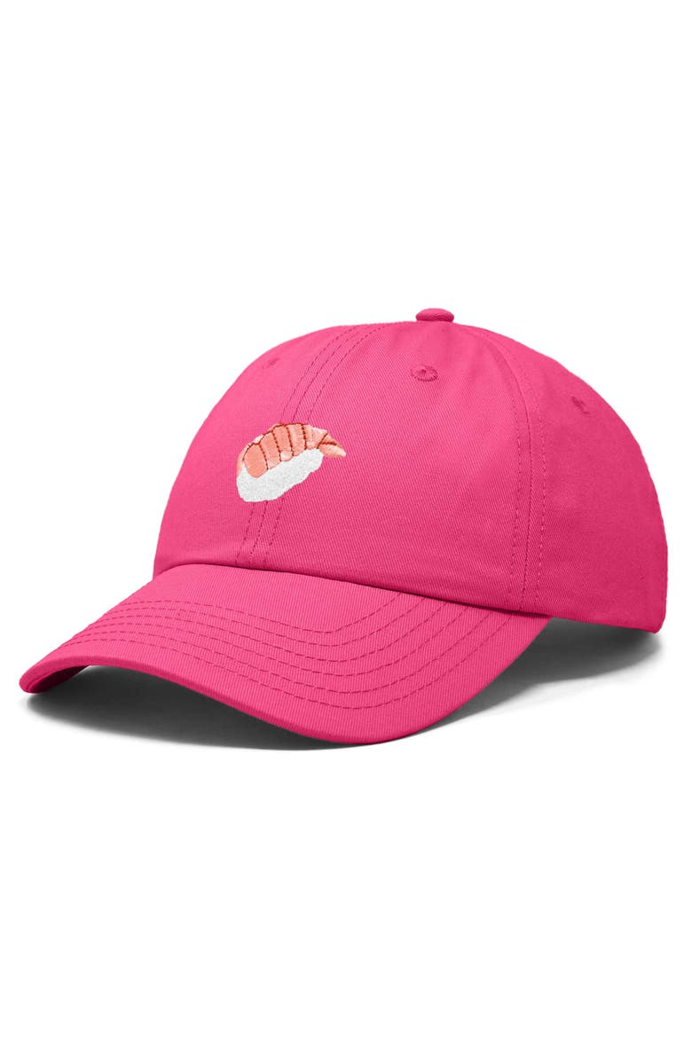 Shrimp Sushi Embroidered Dad Cap, Alternate, color, Hot Pink