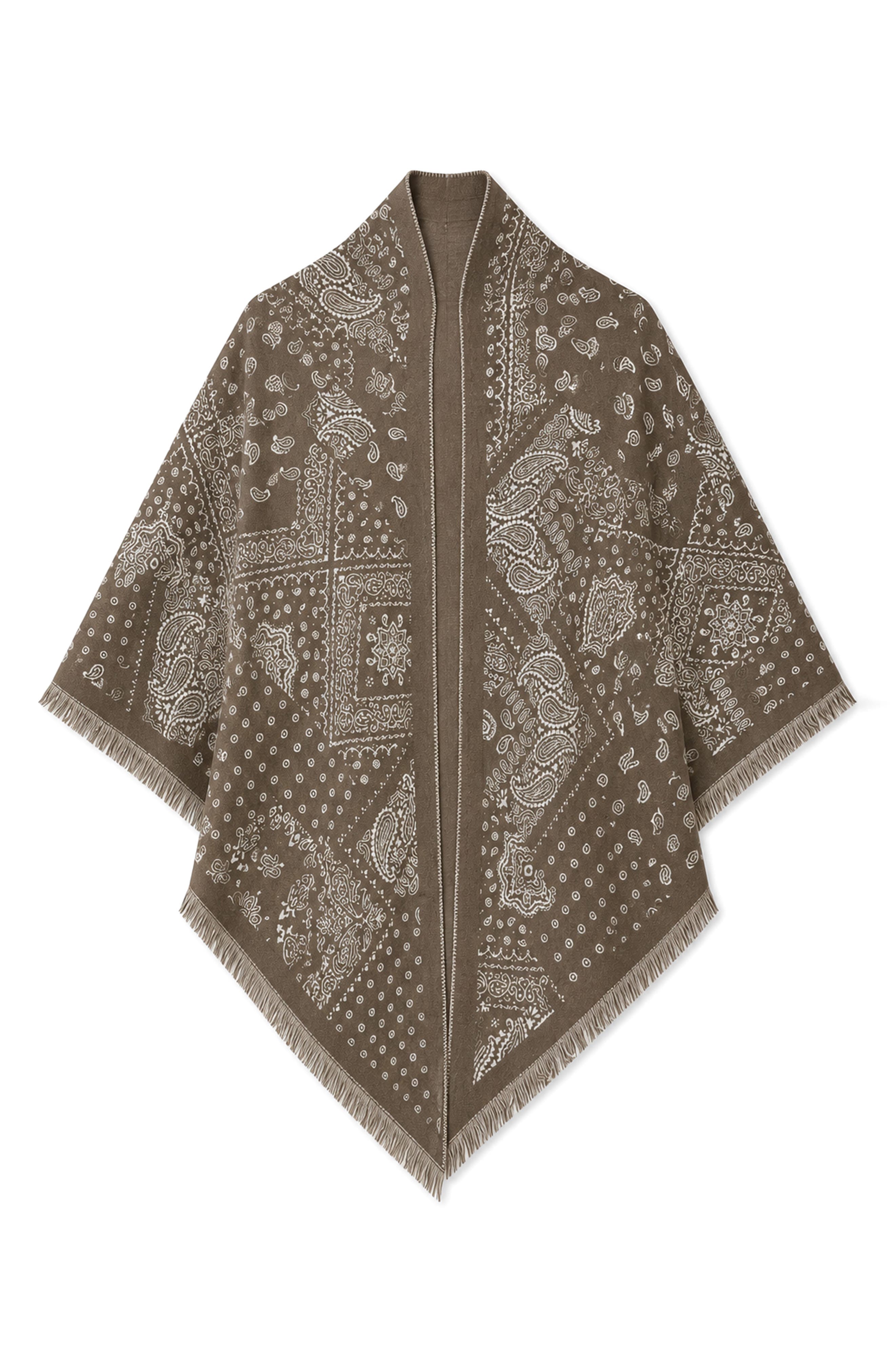Bandana Print Fringe Shawl