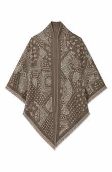 Bandana Print Fringe Shawl