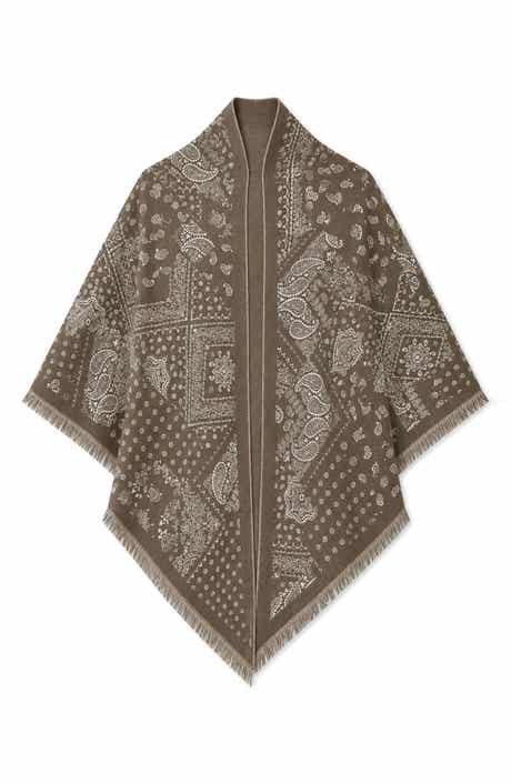 Bandana Print Fringe Shawl