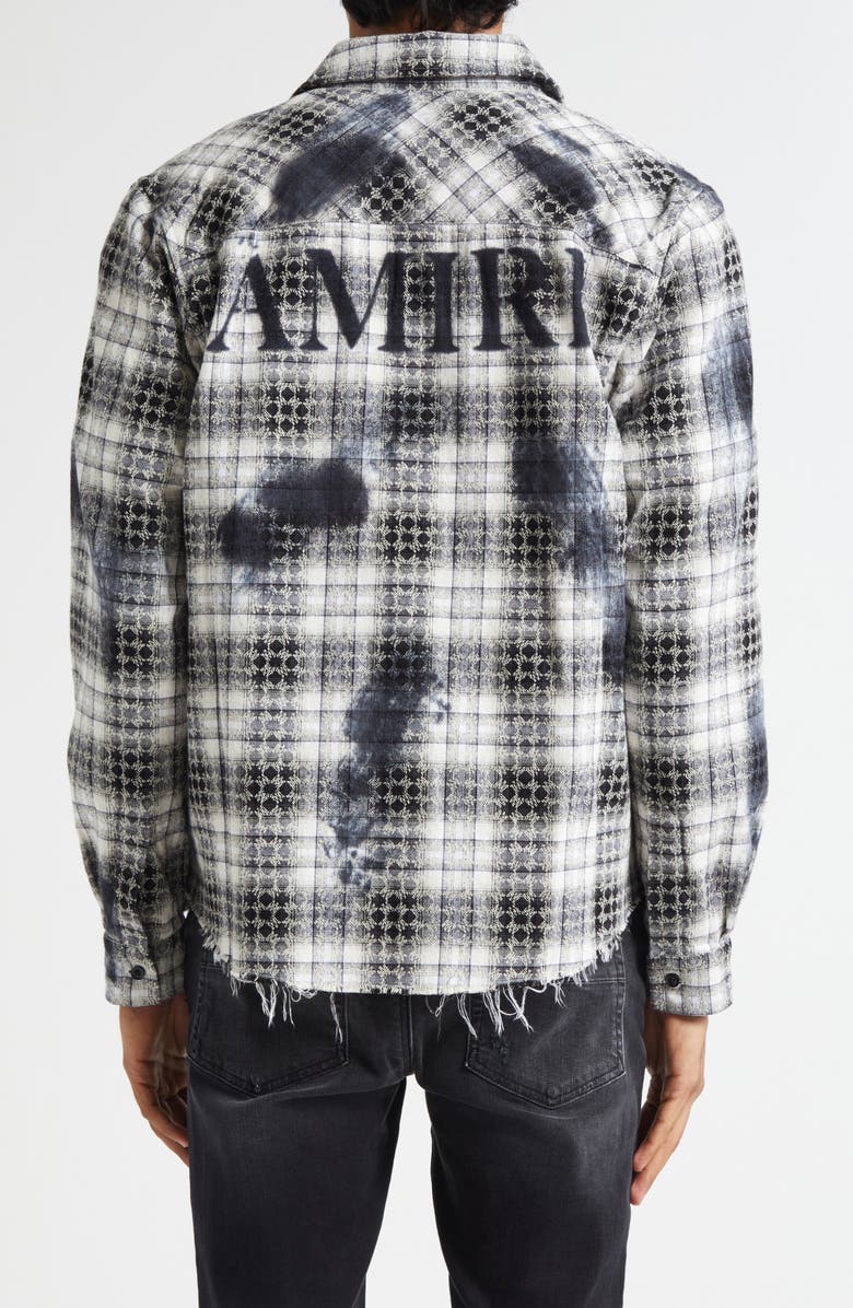 AMIRI MA Quad Bleach Splatter Flannel Button-Up Shirt, Alternate, color, Black