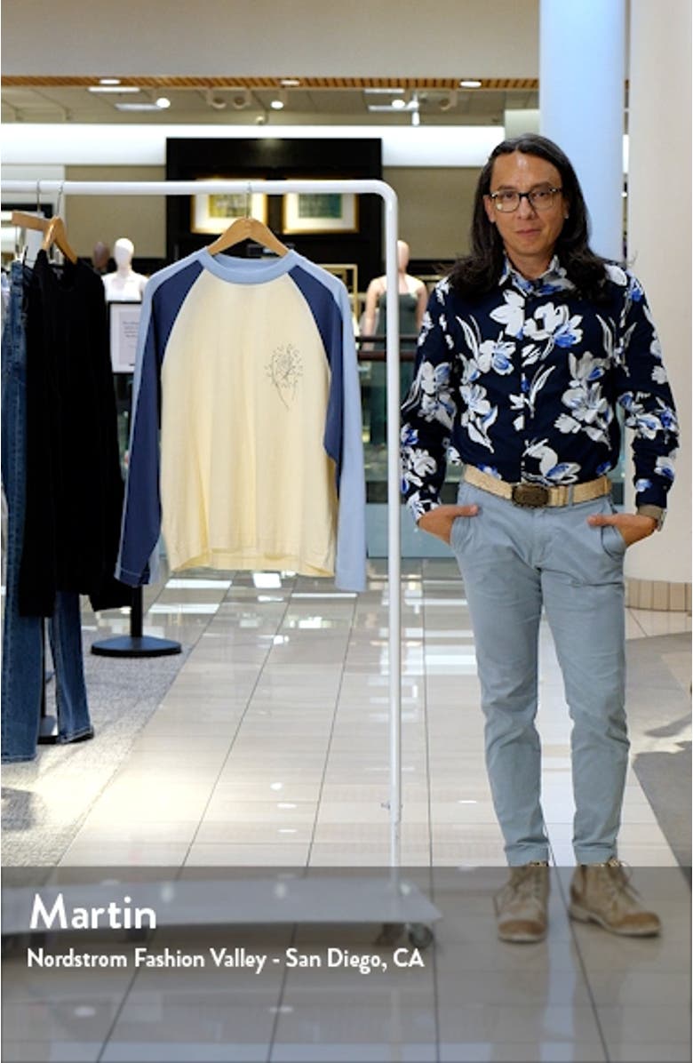 Double Layer Raglan Long Sleeve Crewneck Cotton T-Shirt, sales video thumbnail