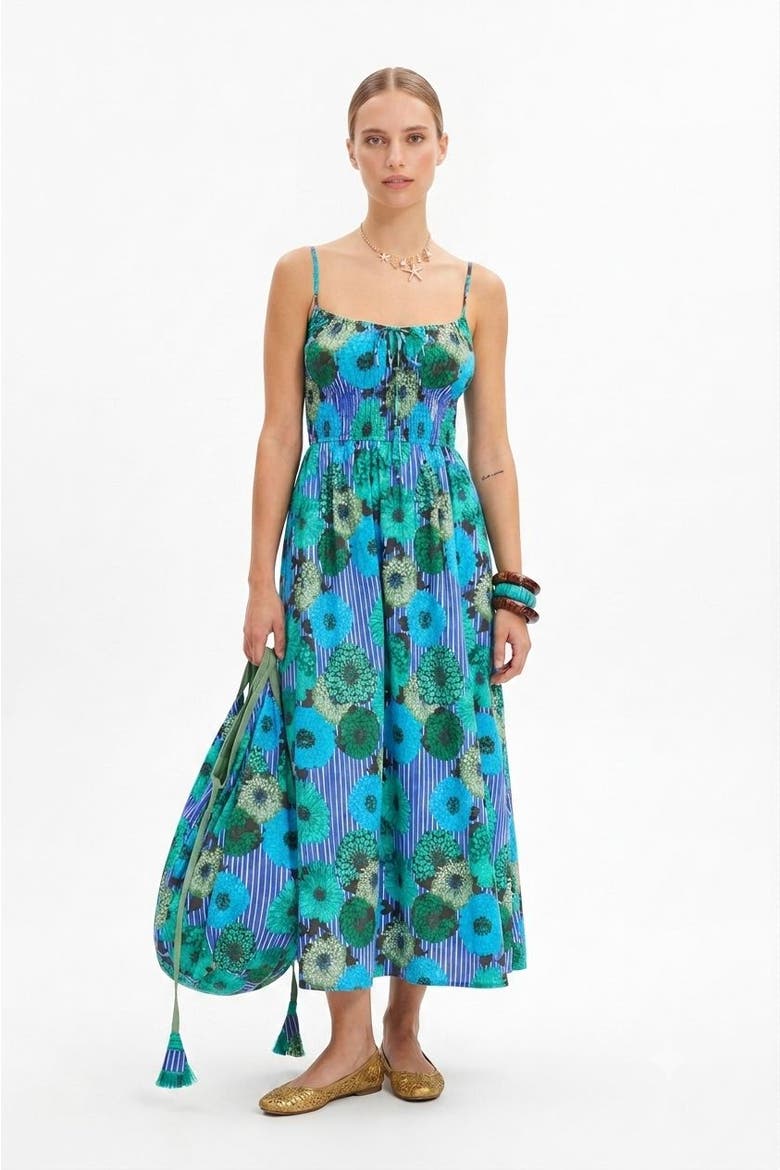 Crispy Cotton Sloane Midi Dress, Main, color, Blue Cala