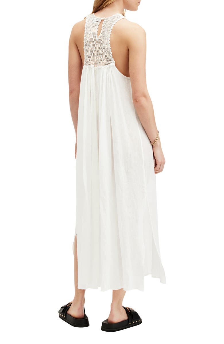 AllSaints Corrs Crochet Yoke Cotton Maxi Sundress, Alternate, color, Chalk White