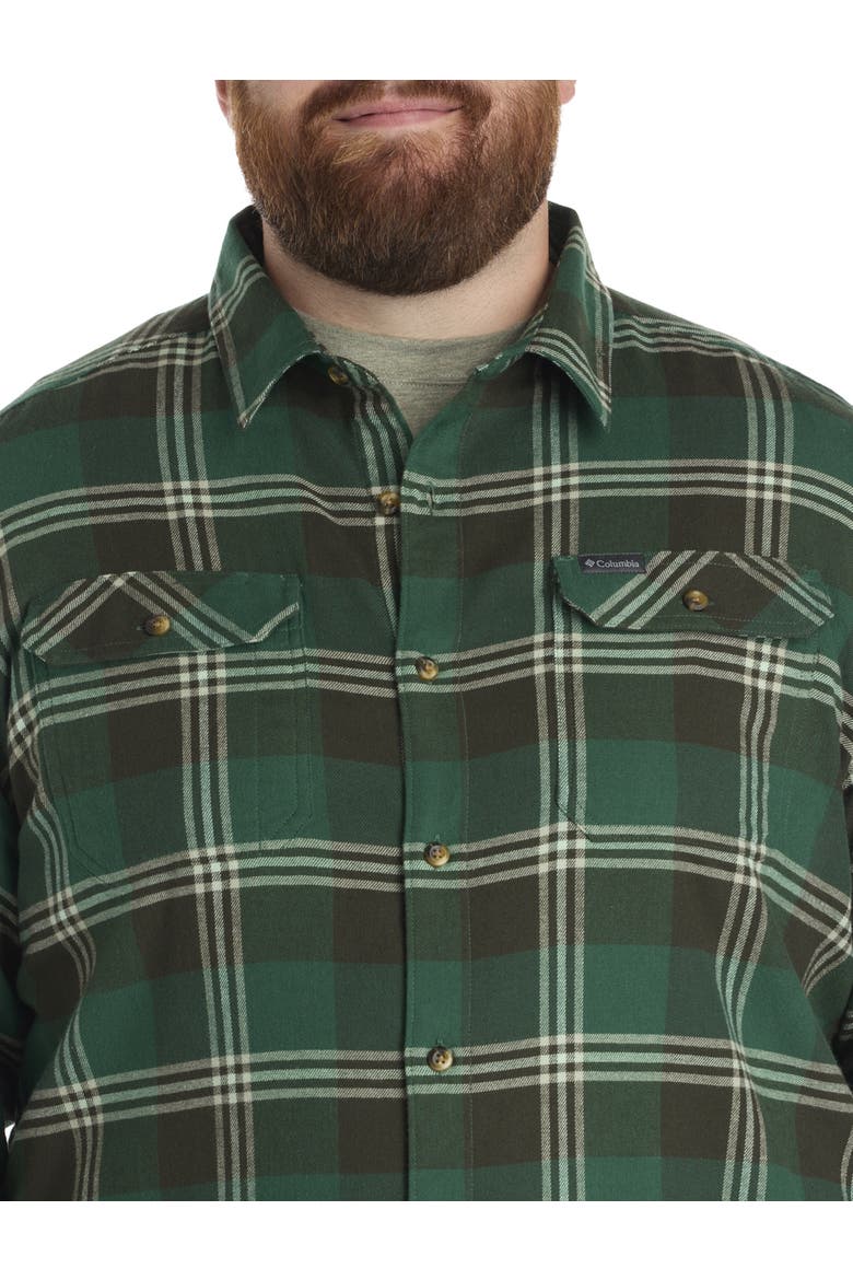 Big & Tall Flare Stretch Flannel Sport Shirt, Alternate, color, RAINFOREST