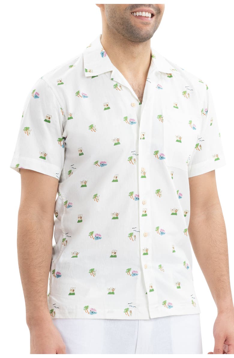 Kenny Flowers The Private Island - Camp Collar Short Sleeve Shirt, Alternate, color, White