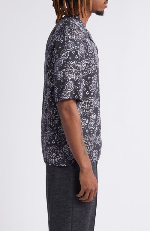 Shop Officine Generale Officine Générale Eren Twill Camp Shirt In Dark Navy/blue/white