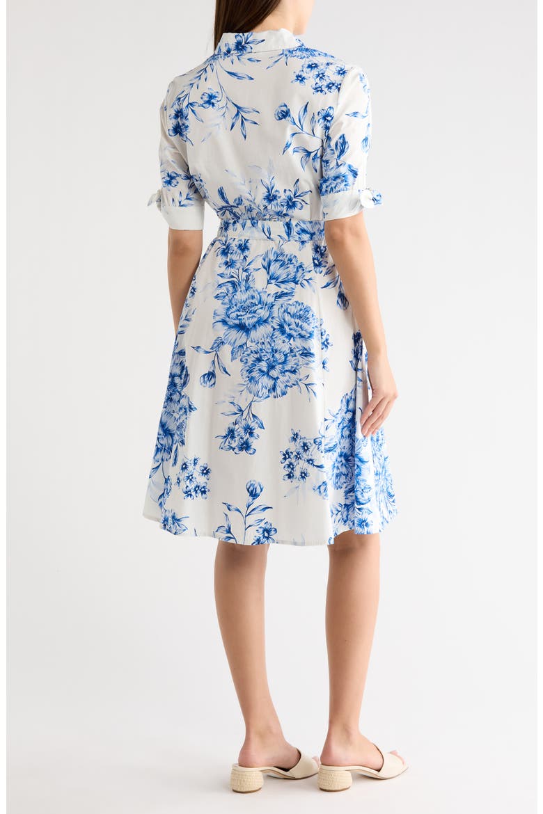 Floral Short Sleeve Cotton Shirtdress, Alternate, color, CHAMBRAY MULTI