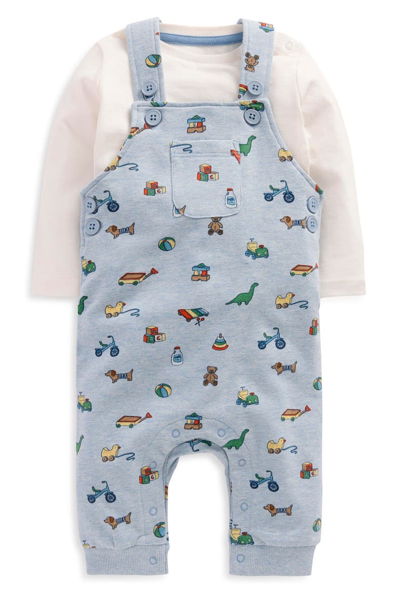 Kids' Jersey Dungaree Set, Main, color, BLUE MARL PLAYROOM PRINT