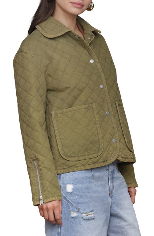 Avec Les Filles Diamond Quilted Cotton Jacket In Green