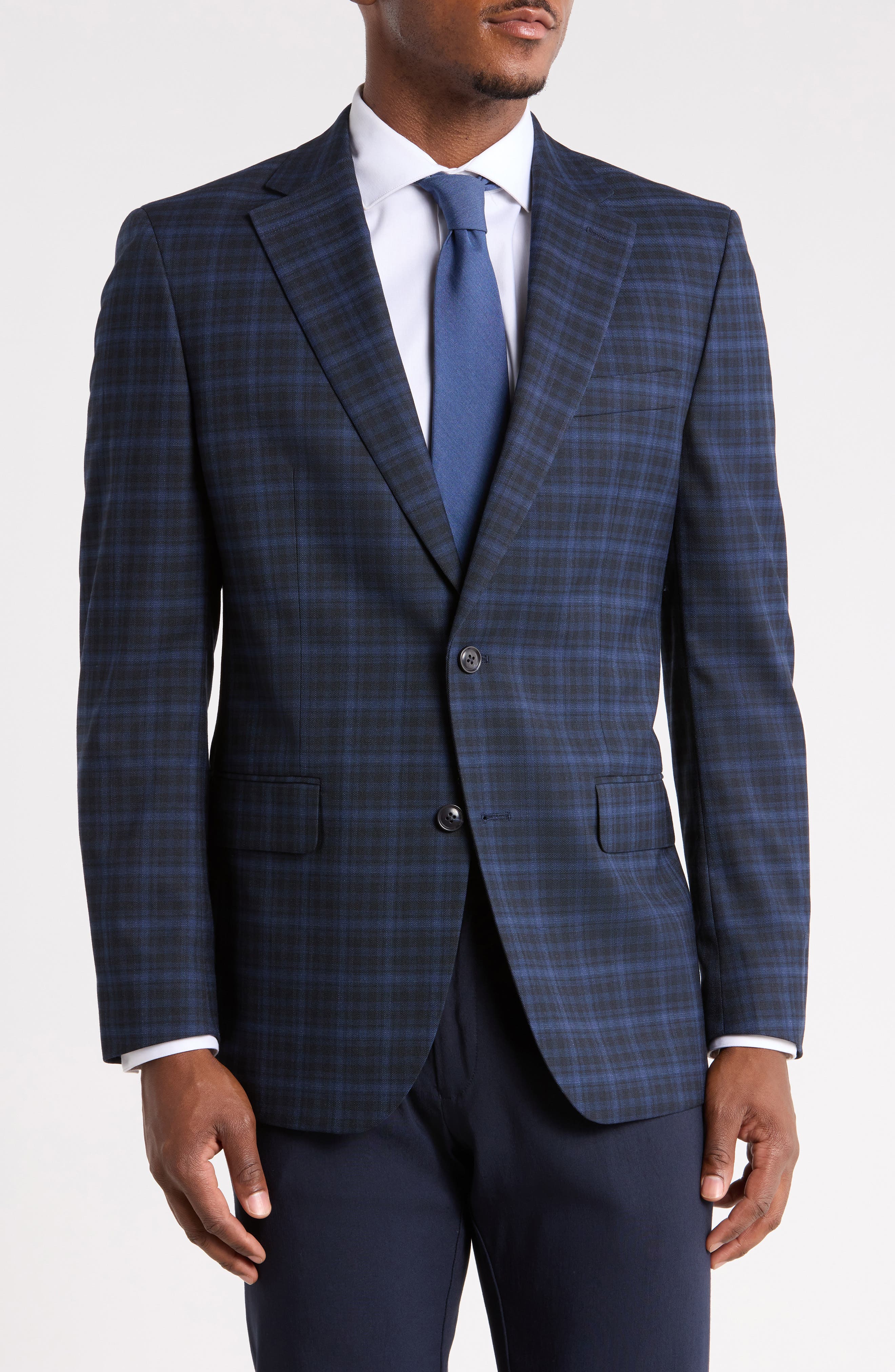 Plaid Two Button Notch Lapel Sport Coat