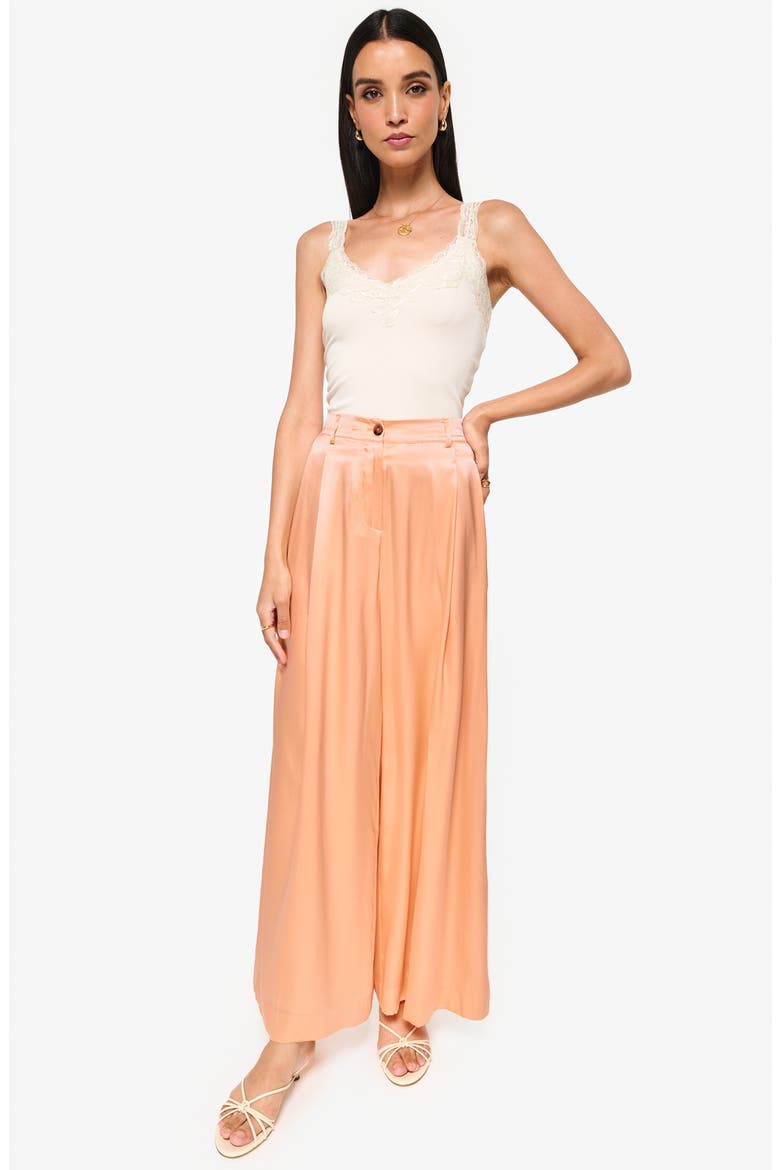 Fabian High Waist Wide Leg Silk Pants, Alternate, color, CANTALOUPE