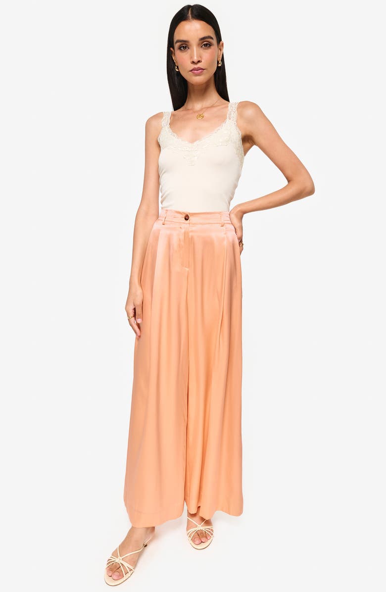 CAMI NYC Fabian High Waist Wide Leg Silk Pants, Alternate, color, Cantaloupe