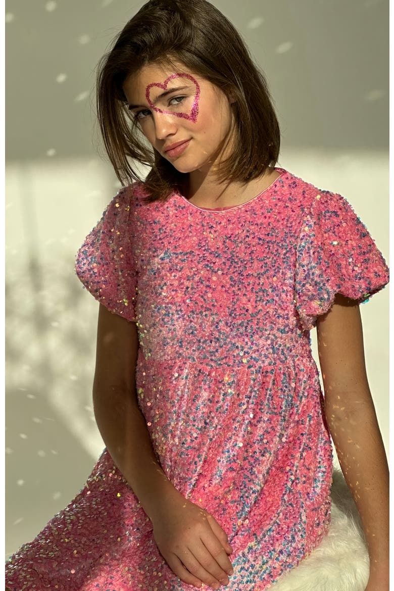 Pretty Sequin Dress, Alternate, color, Pink