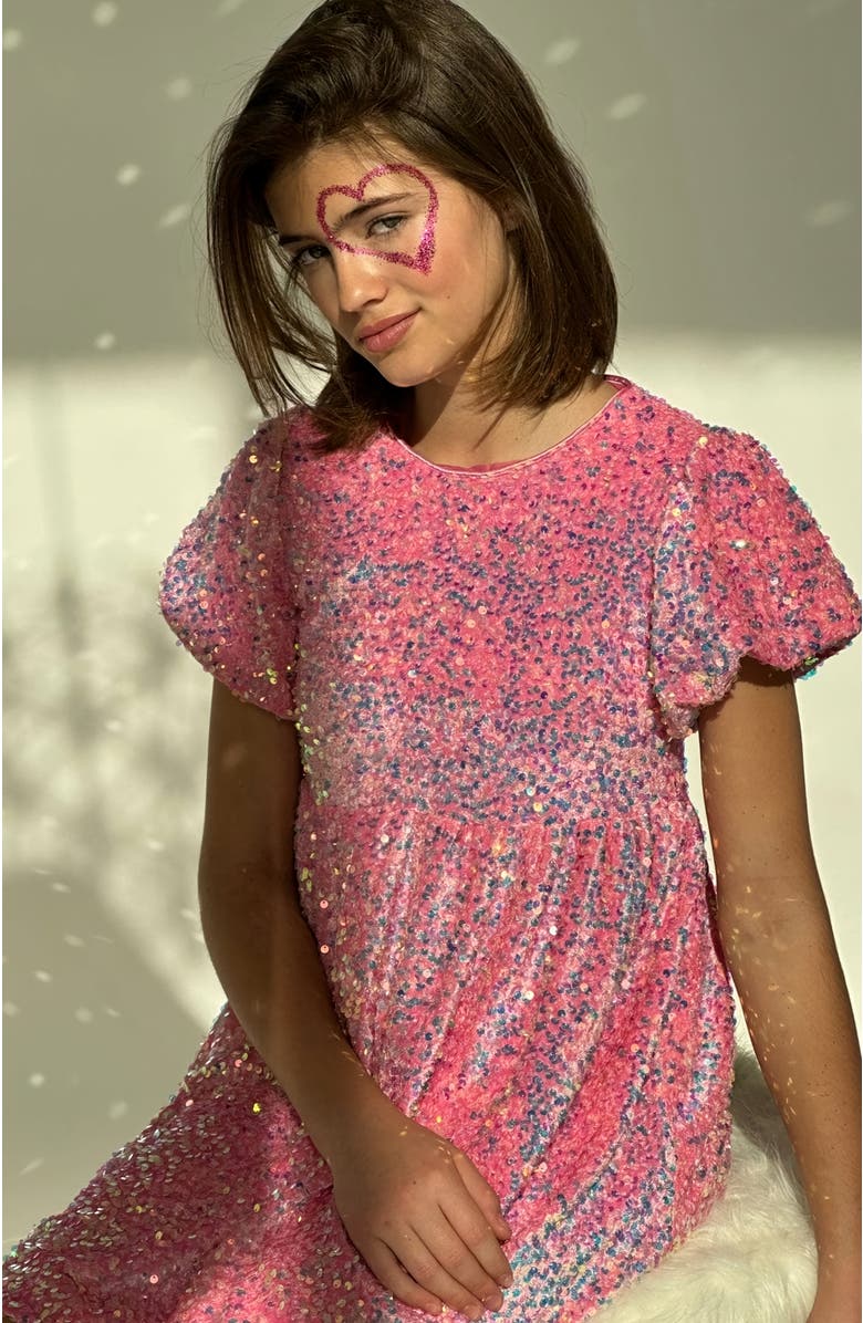 Lola + The Boys Pretty Sequin Dress, Alternate, color, Pink