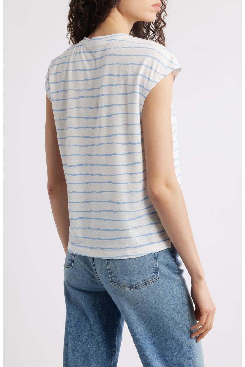 Stripe Linen Blend T-Shirt, Alternate, color, CHAMBRAY BLUE/ OFF WHITE