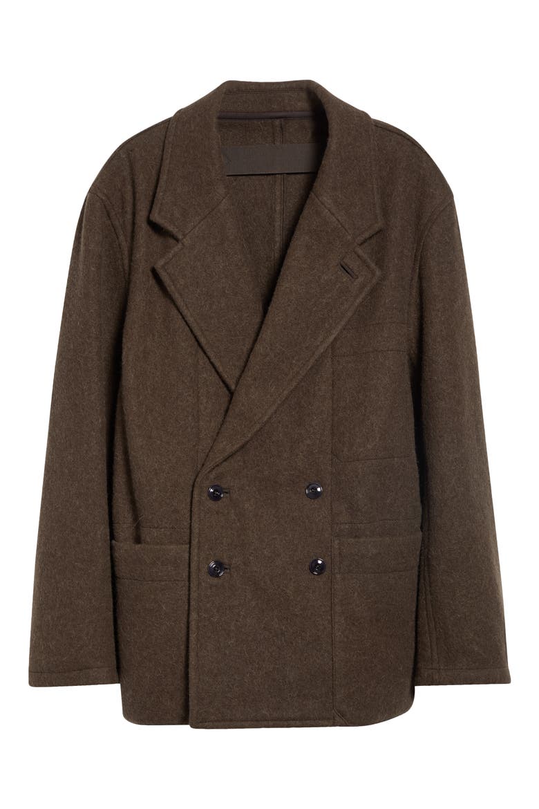 Short Double Breasted Wool & Alpaca Coat, Alternate, color, MUD