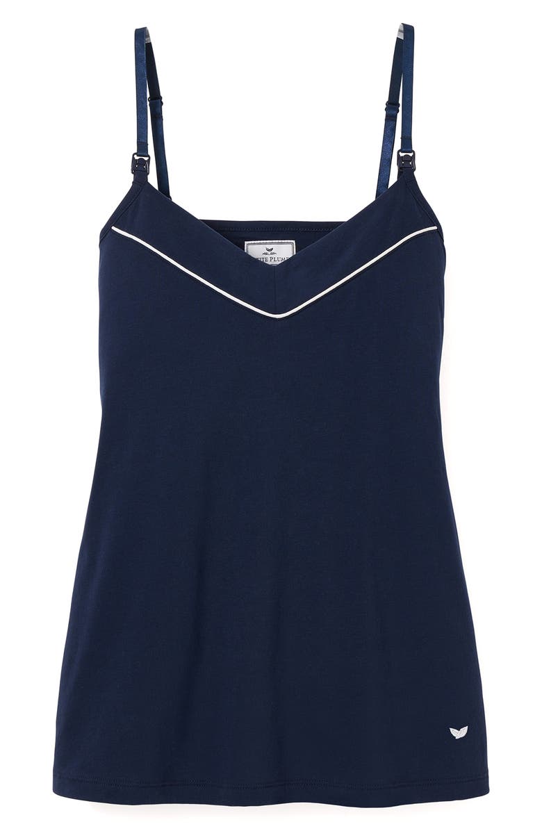 Petite Plume Luxe Pima Cotton Maternity/Nursing Camisole, Main, color, Navy