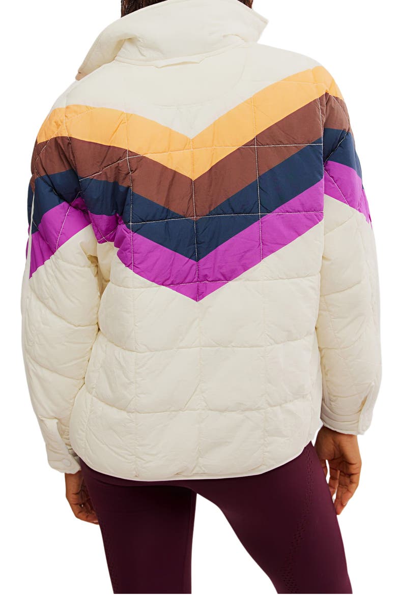 x Hatch Chevron Maternity Puffer Jacket, Alternate, color, IVORY CHEVRON COMBO