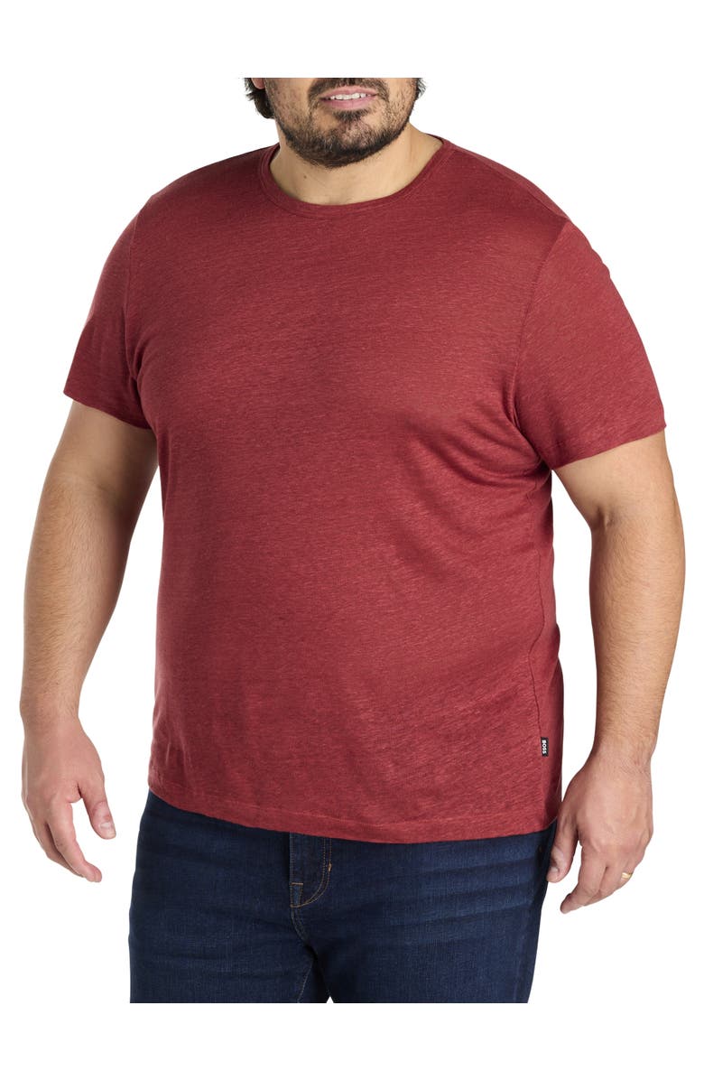 B+T Essentials Fit by Dxl Big & Tall  Tiburt 456 Solid T-Shirt, Main, color, Open Brown