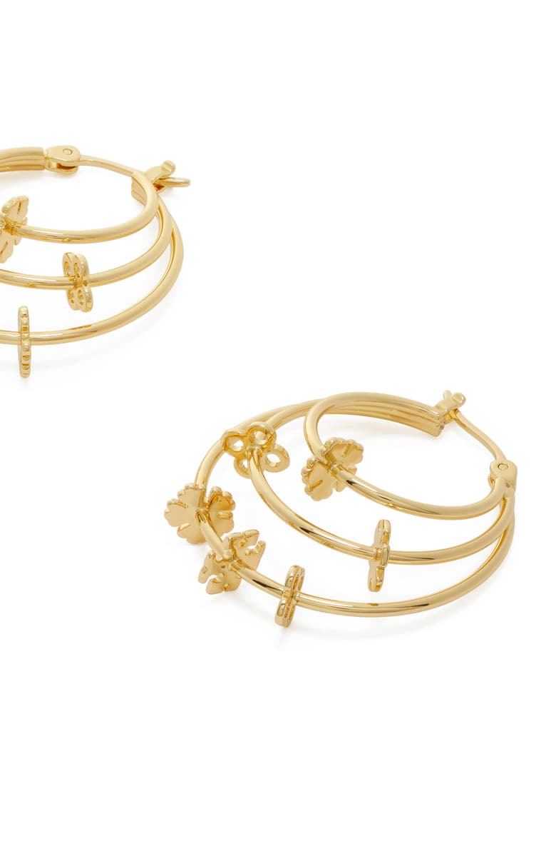 Tory Burch Kira Clover Triple Hoop Earring, Alternate, color,
