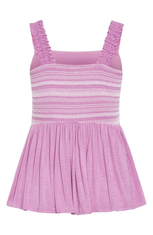 City Chic Danni Embroidered Peplum Tank In Purple