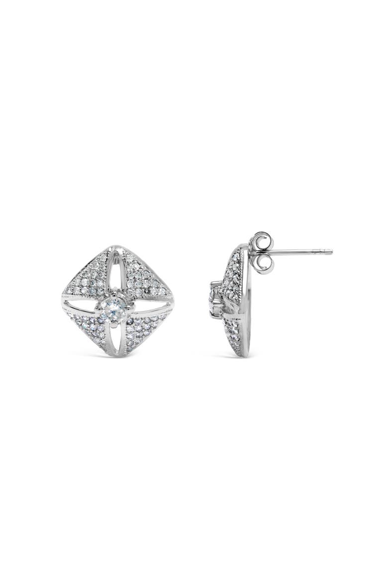 Silver 1.0 Ct Diamond Studded Rhombus Stud Earring, Alternate, color, White