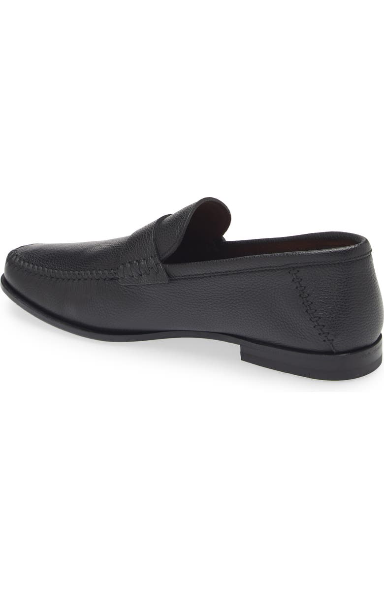 Santoni Paine Moc Toe Loafer, Alternate, color, Black