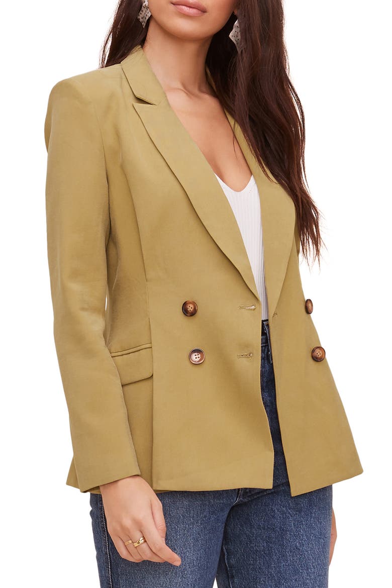 Pleat Detail Fitted Blazer, Alternate, color, VINTAGE GOLD