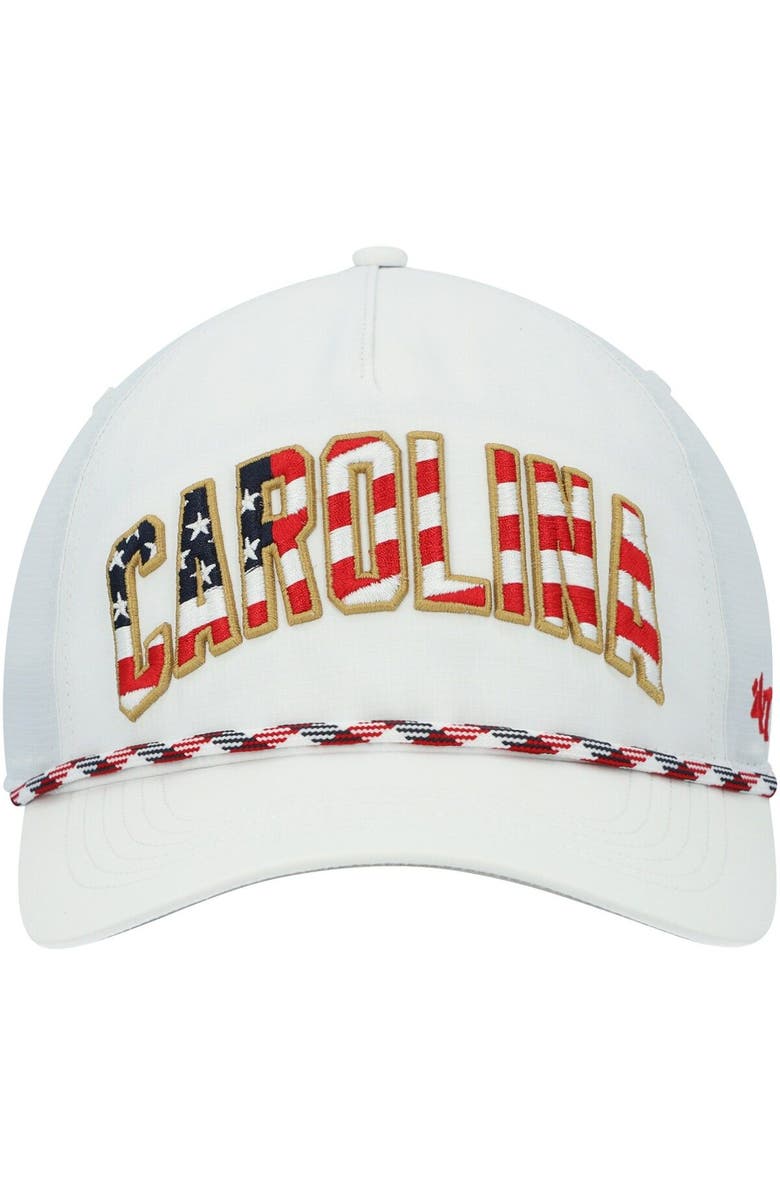 '47 Men's '47 White Carolina Panthers Hitch Stars and Stripes Trucker Adjustable Hat, Alternate, color, 