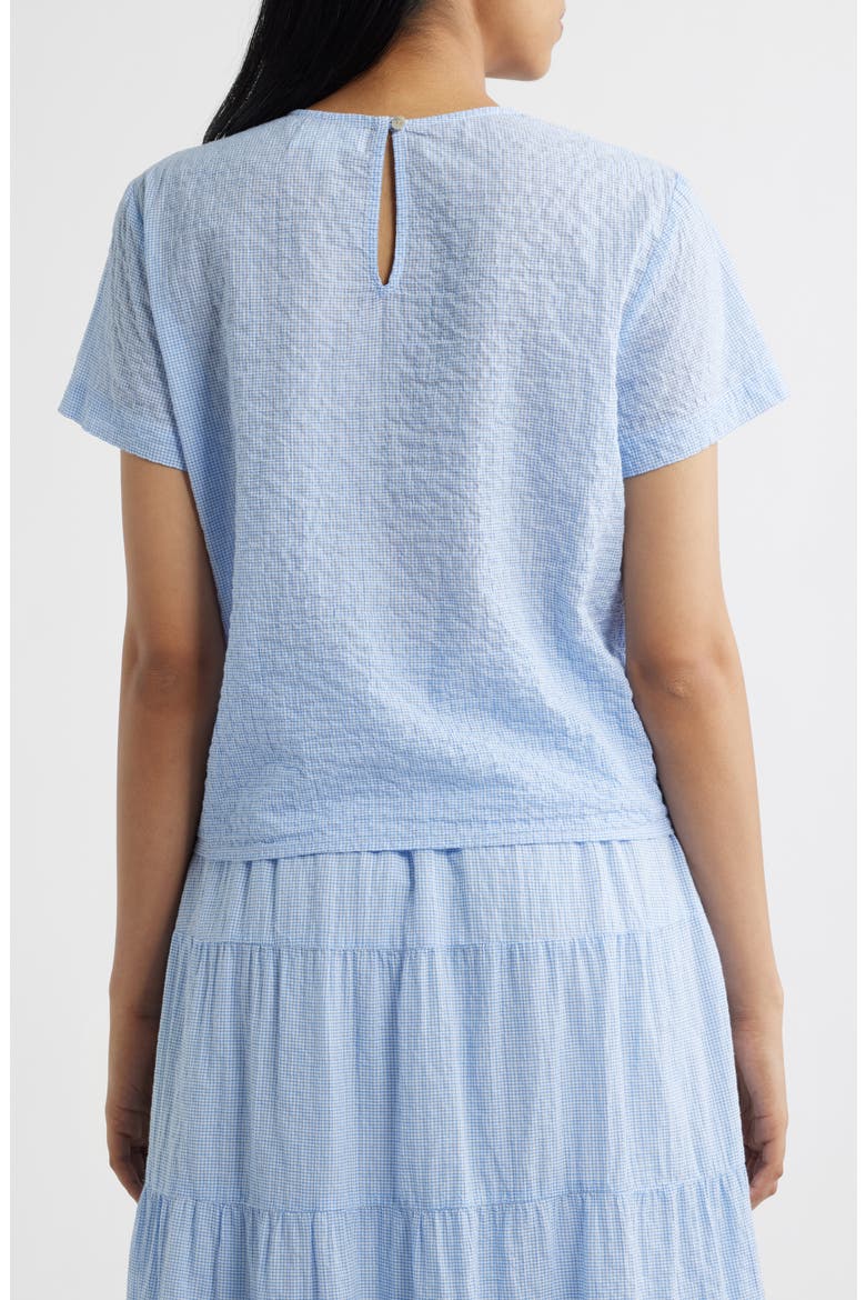 Micro Check Short Sleeve Woven Shirt, Alternate, color, BLUEBERRY CHECK