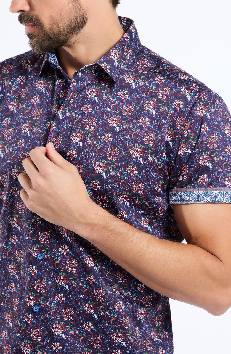 Robert Graham Keane Short Sleeve Cotton Button-Up Shirt, Alternate, color, 