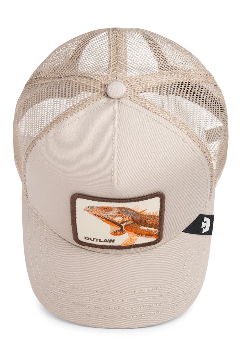 The Outlaw Lizard Patch Trucker Hat, Alternate, color, BISCUIT