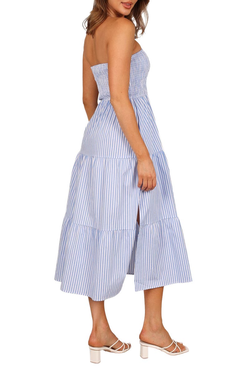 Petal & Pup Maisie Stripe Smocked Strapless Midi Dress, Alternate, color,