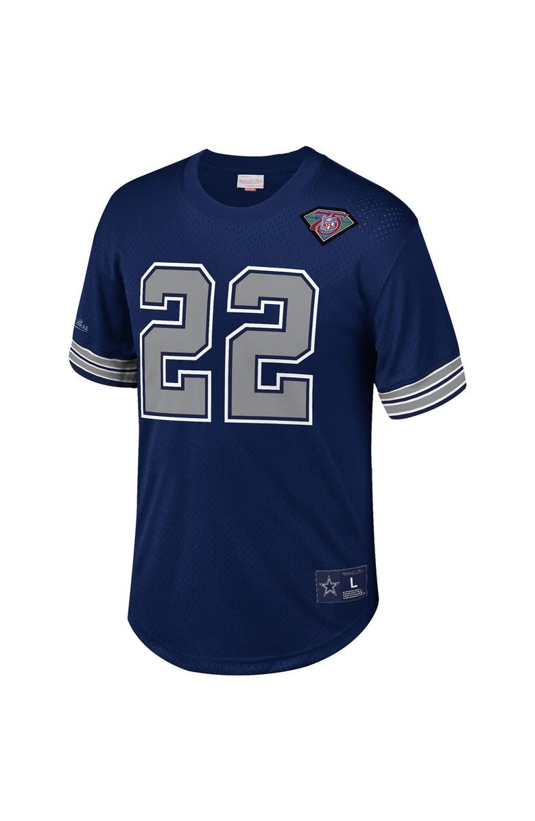 Mitchell & Ness Men's Mitchell & Ness Emmitt Smith Navy Dallas Cowboys Retired Player Name & Number Mesh Top, Alternate, color, Navy