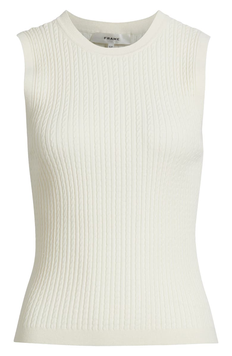 FRAME The Fine Cable Sleeveless Sweater, Alternate, color, Cream