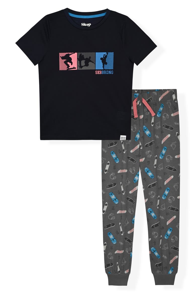 Kids' Graphic T-Shirt & Joggers Pajama Set, Main, color, NAVY