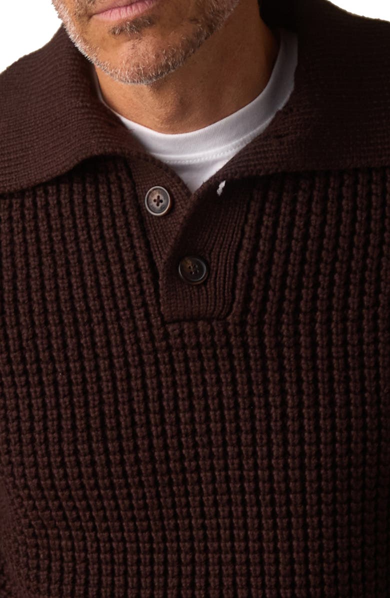 The Normal Brand Waffle Cotton Blend Polo Sweater, Alternate, color, Dark Brown
