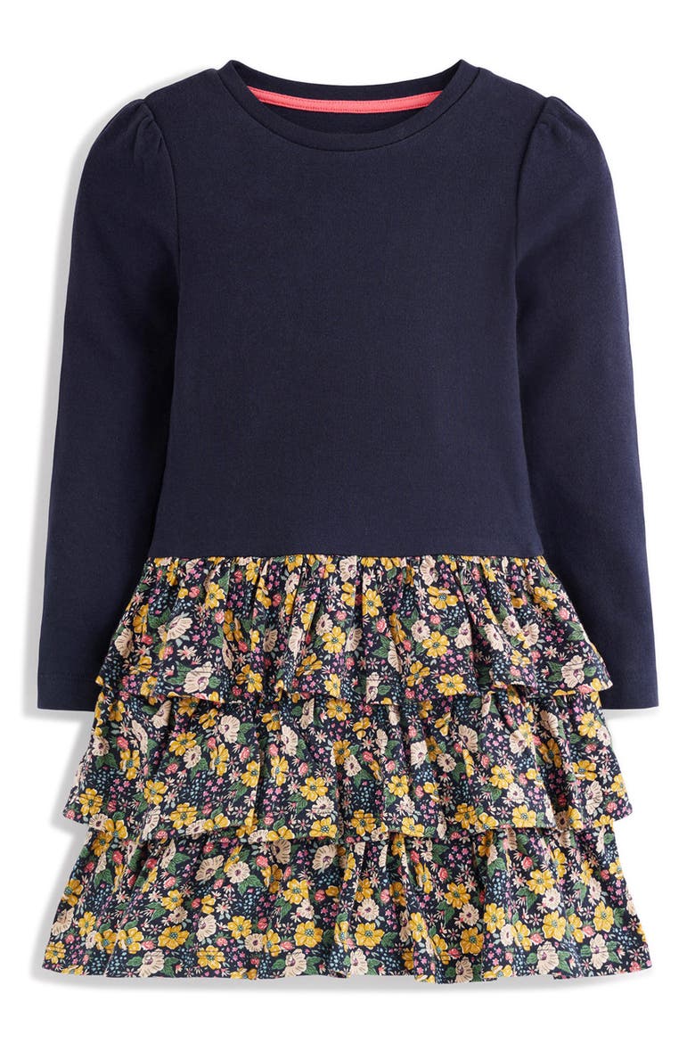 Kids' Cora Tiered Ruffle Cotton Jersey Dress, Main, color, BLUE FLORAL