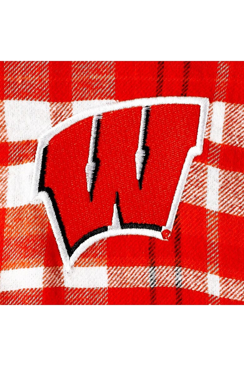 Women's Concepts Sport Red Wisconsin Badgers Mainstay Lightweight Flannel Plaid Pullover Hoodie, Alternate, color, Red