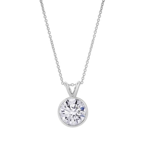 Astral 14k Gold 3 Ct Ef Vs1 Round Bezel Lab Grown Diamond Pendant Necklace