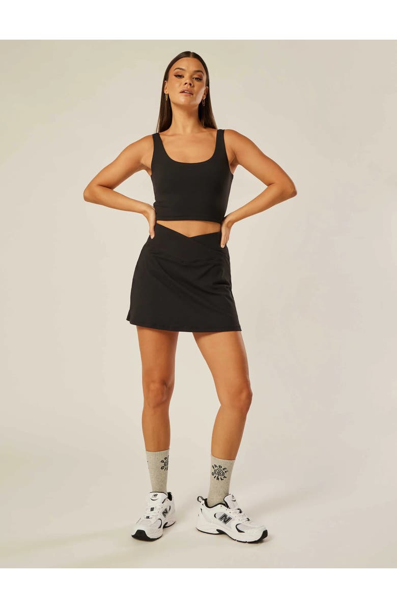 Be Athletica Stretch Wrap Waist Tennis Skort, Alternate, color, Black
