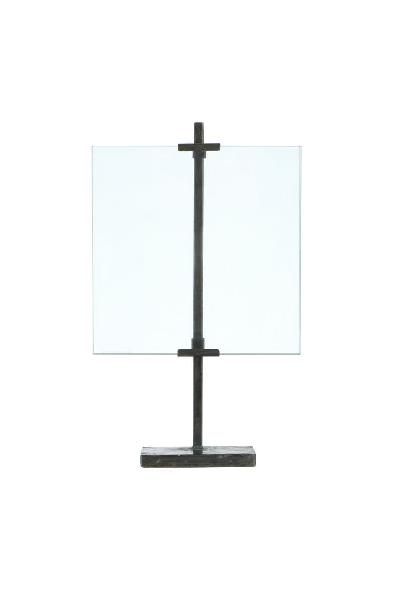 10 in x 16.75 in Black Adjustable Metal Stand and Glass Floating Photo Frame, Main, color, Black