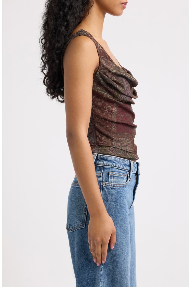 Joan Checkered Cowl Neck Corset Tank, Alternate, color, TAPESTRY