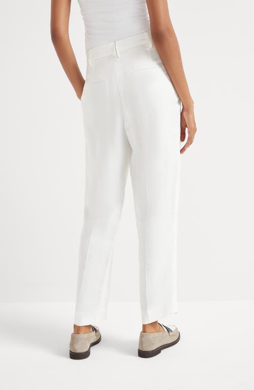 Brunello Cucinelli Women Slouchy Trousers In Viscose And Linen Fluid Twill With Moniline In White