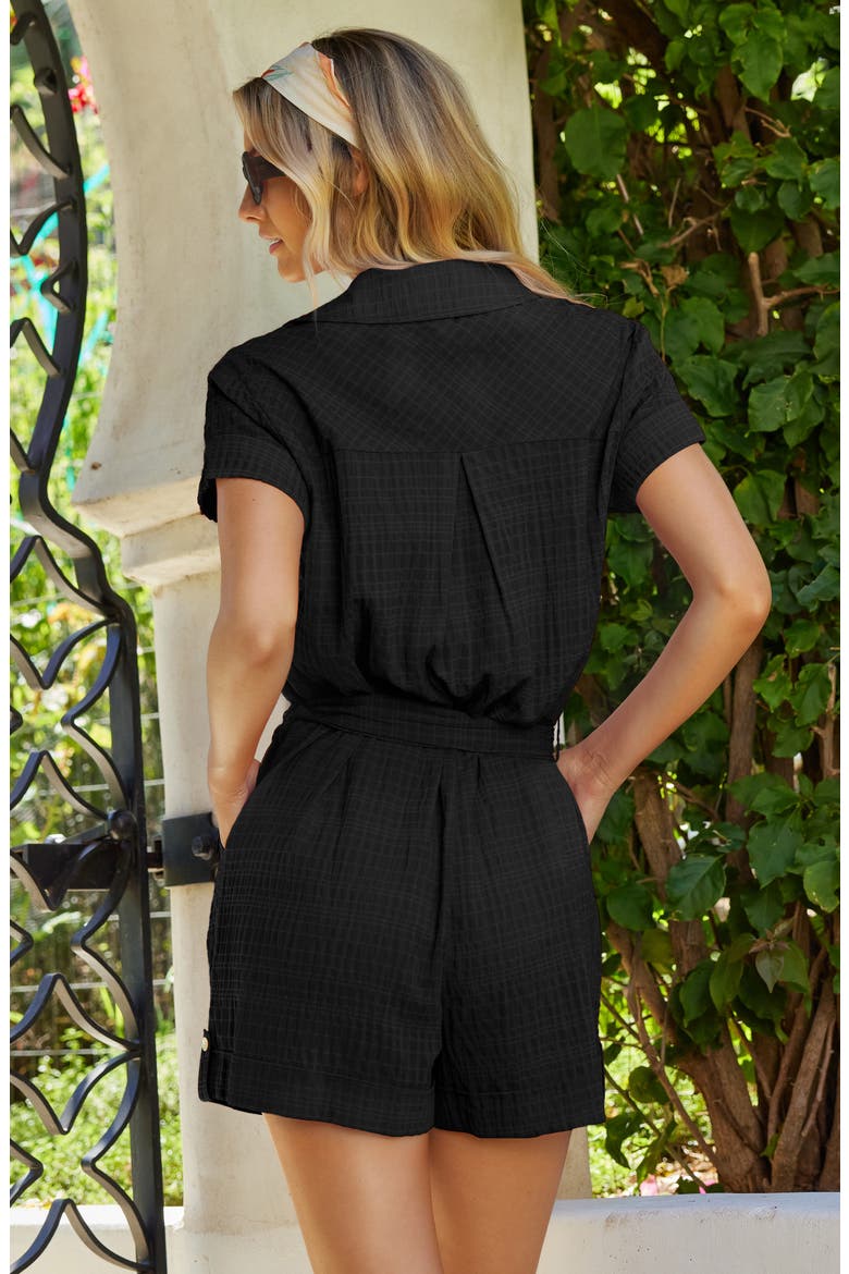 Cabana Semisheer Cover-Up Romper, Alternate, color, BLACK