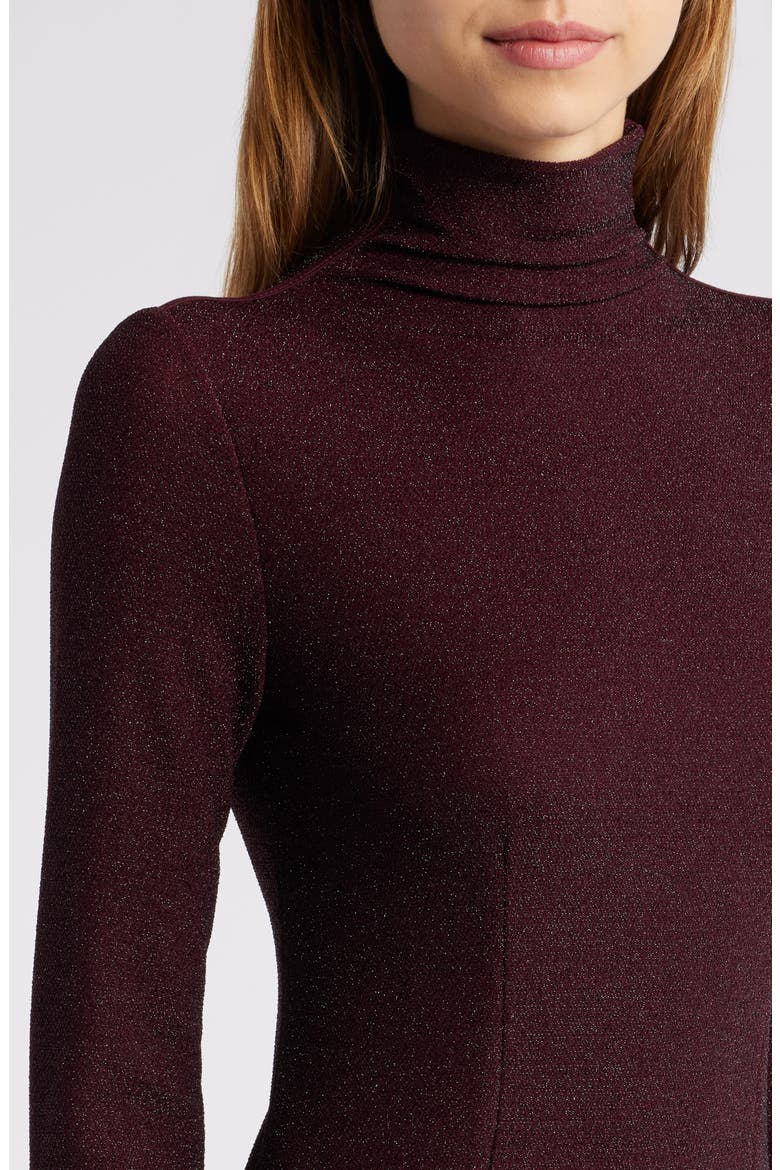 Lilith Metallic Long Sleeve Turtleneck Maxi Sweater Dress, Alternate, color, BURGUNDY