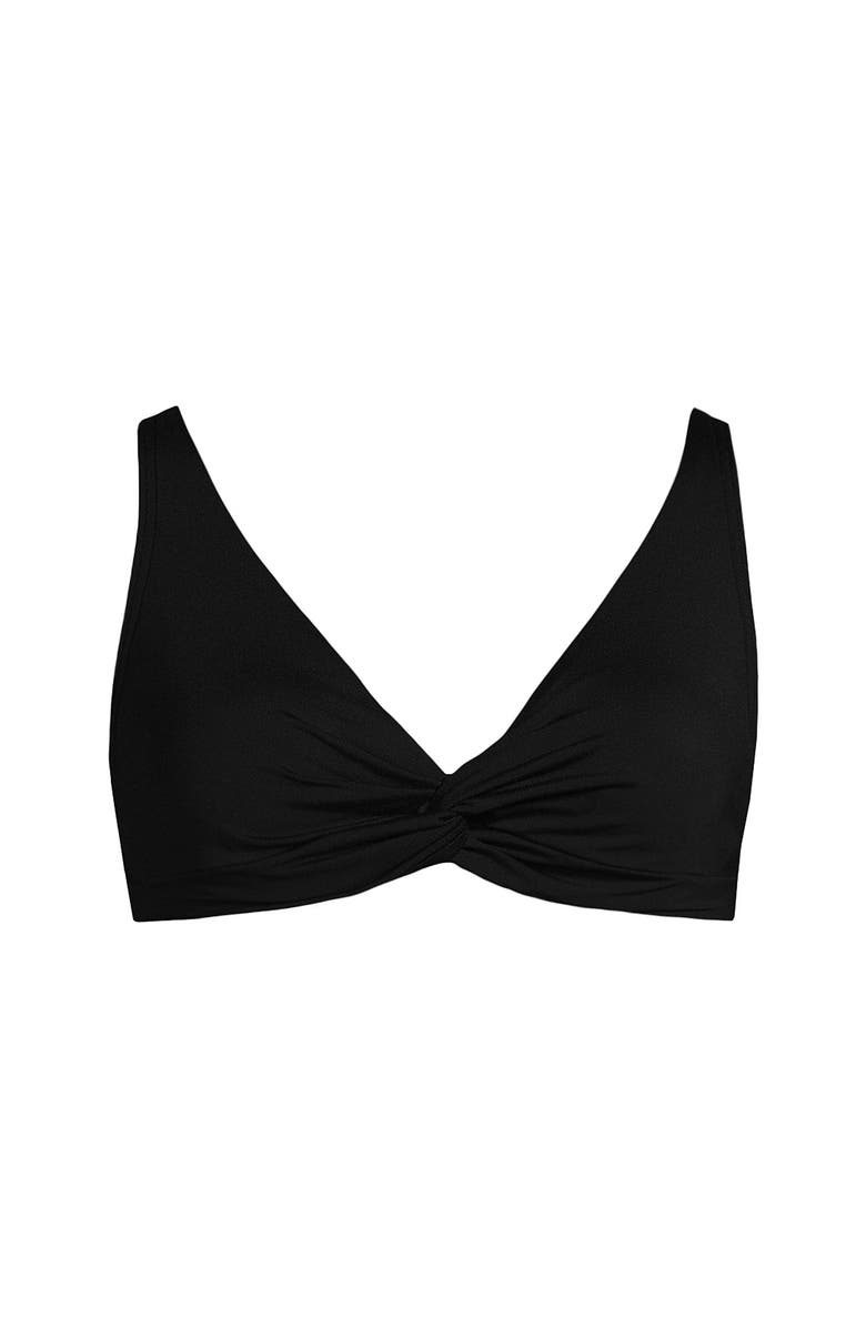 Lands' End Chlorine Resistant Twist Front Underwire Bikini Swimsuit Top, Alternate, color, Black