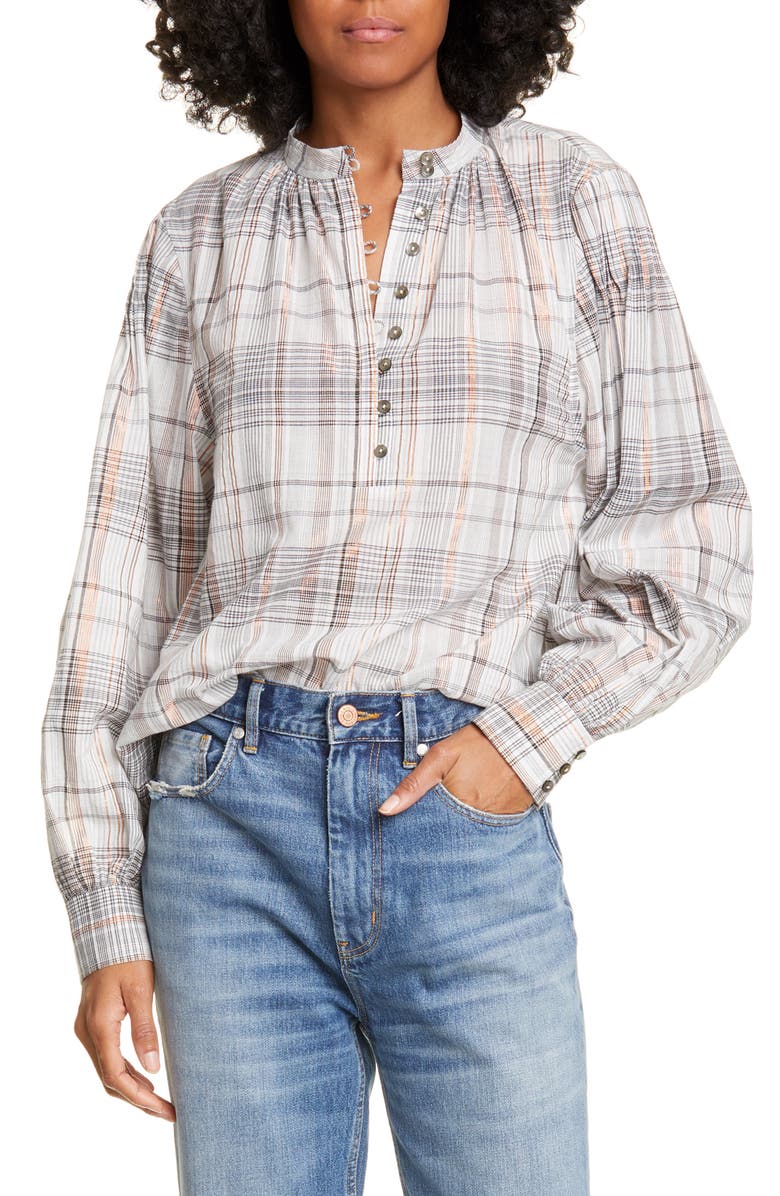 La Vie Rebecca Taylor Metallic Plaid Shirt, Main, color, 